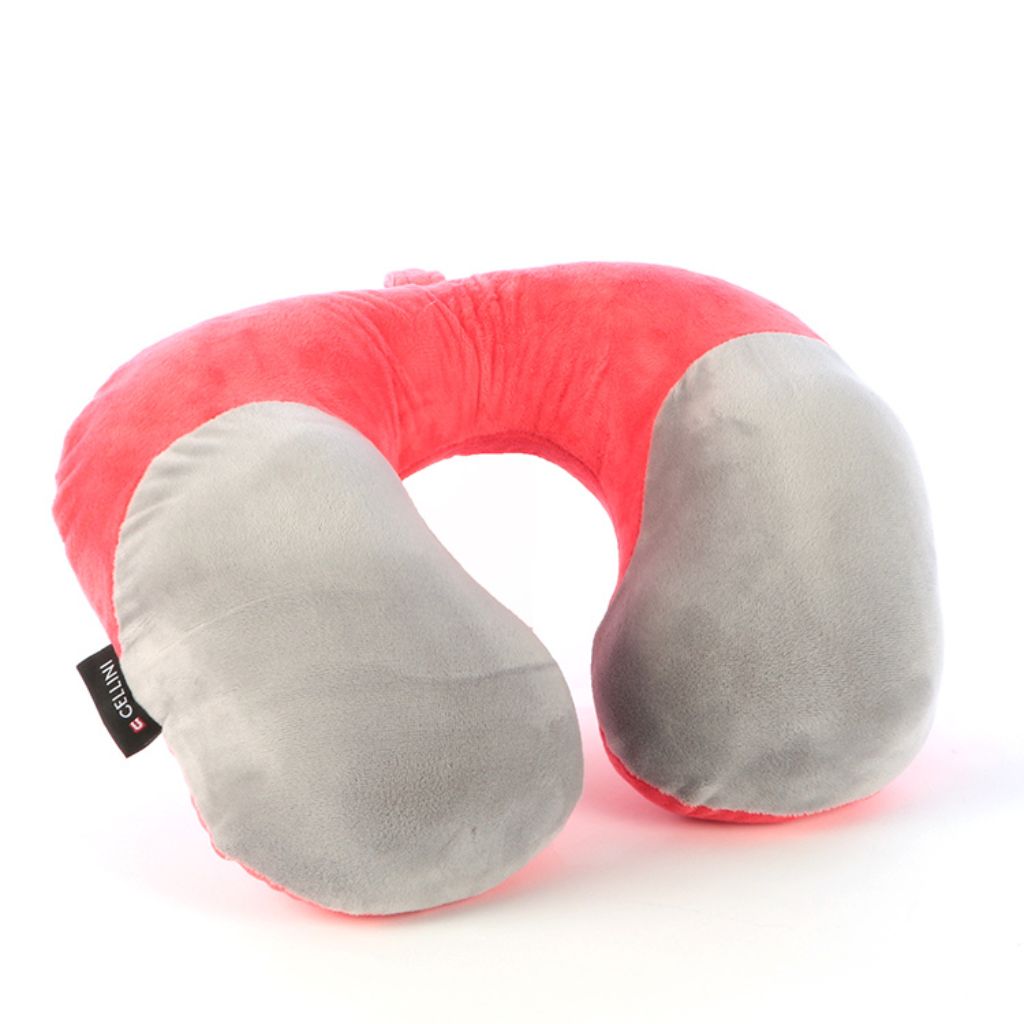 Cellini Travel Moulded Memory Foam Pillow In Pink/Grey