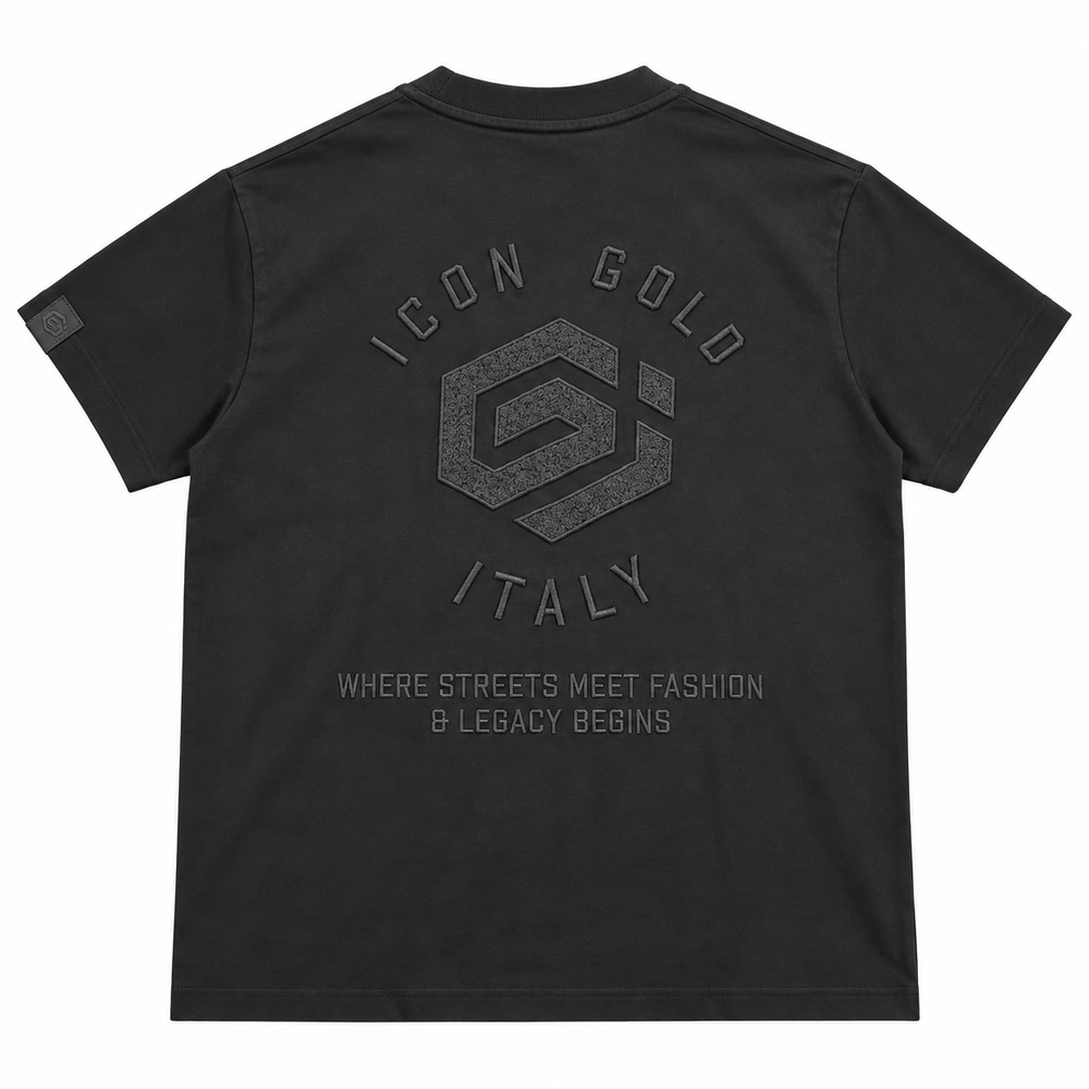 Icon Milano Mens Embroidered T-Shirt In Black