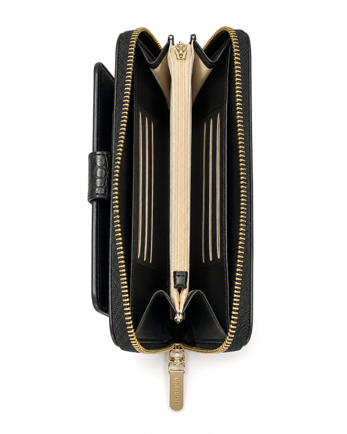 Pierre Cardin Croc Panel Purse In Black