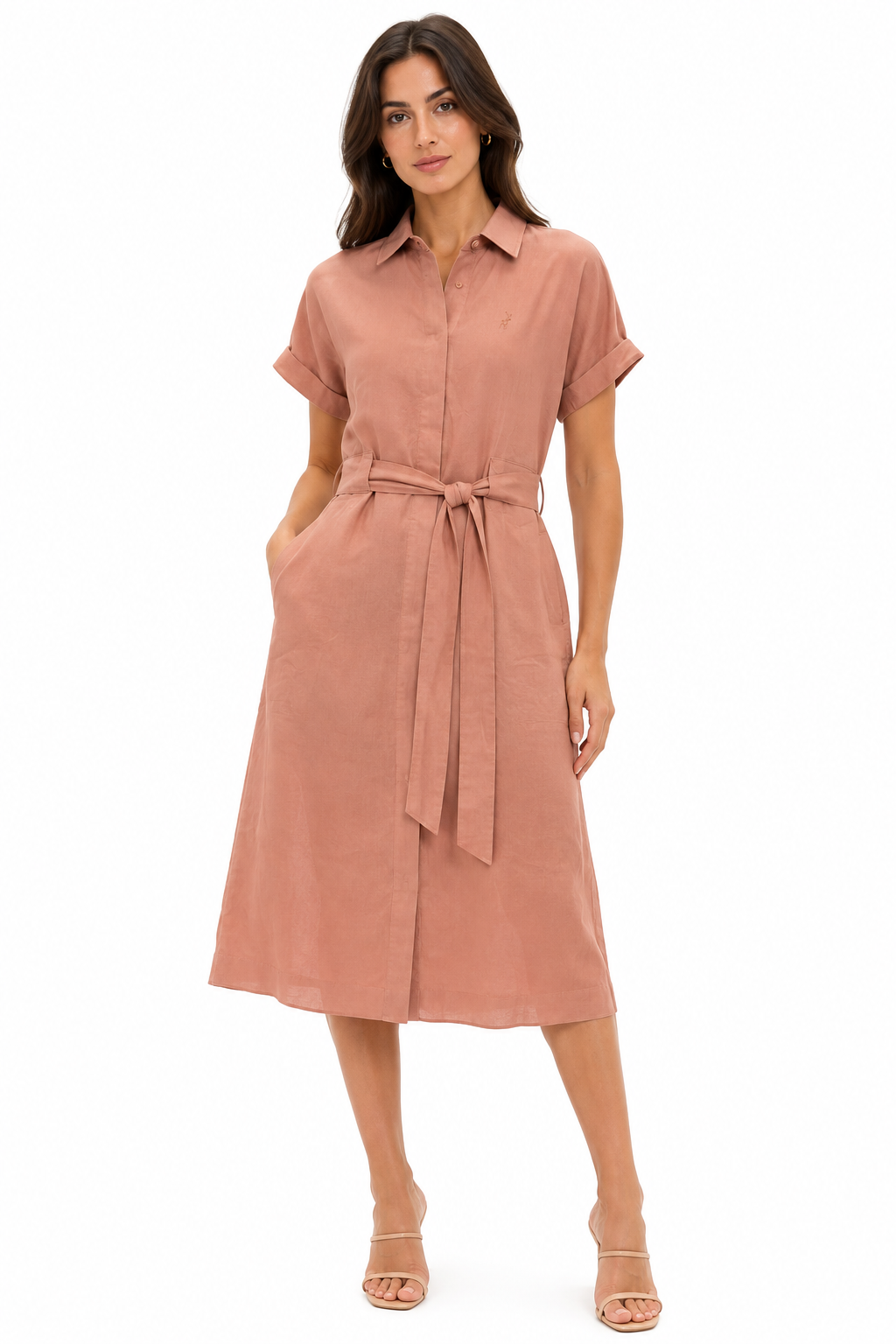 Polo Womens Tumi Drop Sleeve Linen Dress In Rose