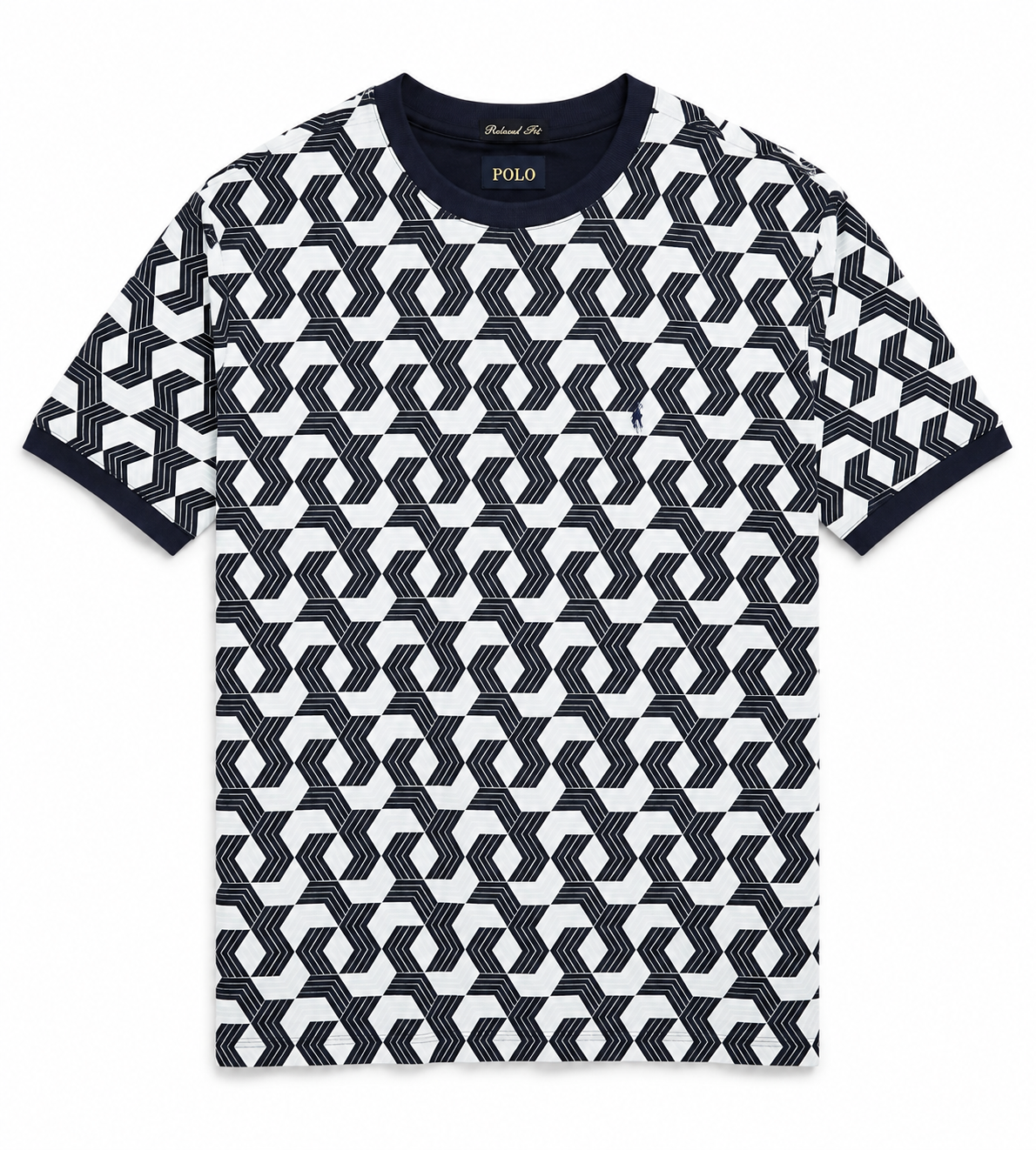 Polo Mens Crew Neck Neck Printed T-Shirt In Black & White
