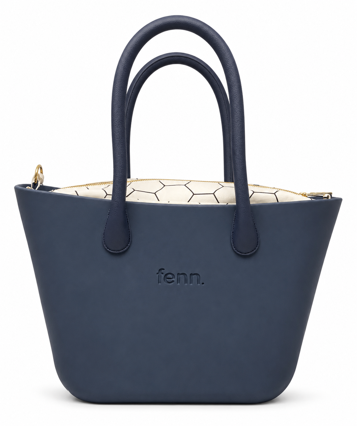 Fenn Gold Zip Tote Bag In Navy