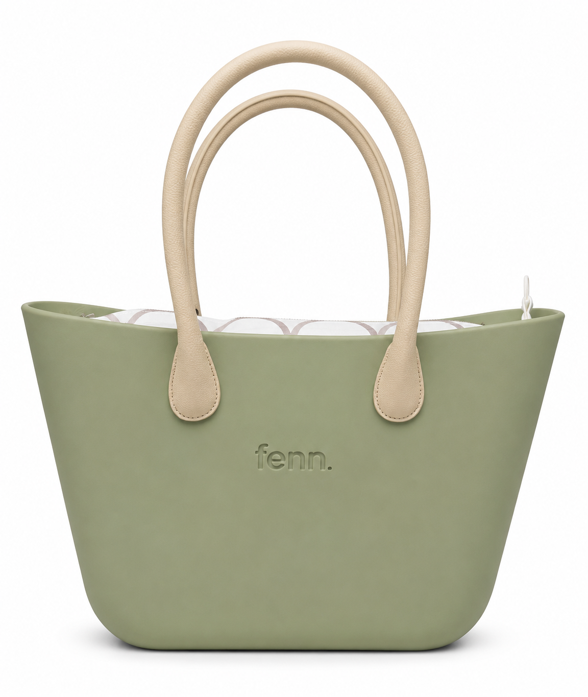 Fenn Gold Zip Stone Handle Tote Bag In Watercress