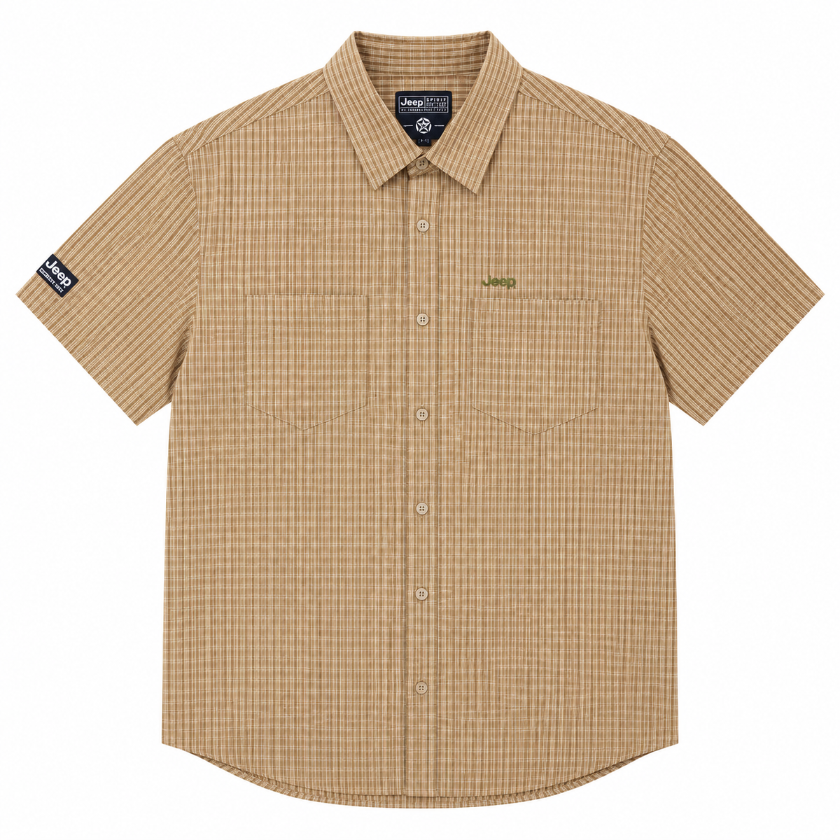Jeep Mens M Check Shirt In Khaki Multi