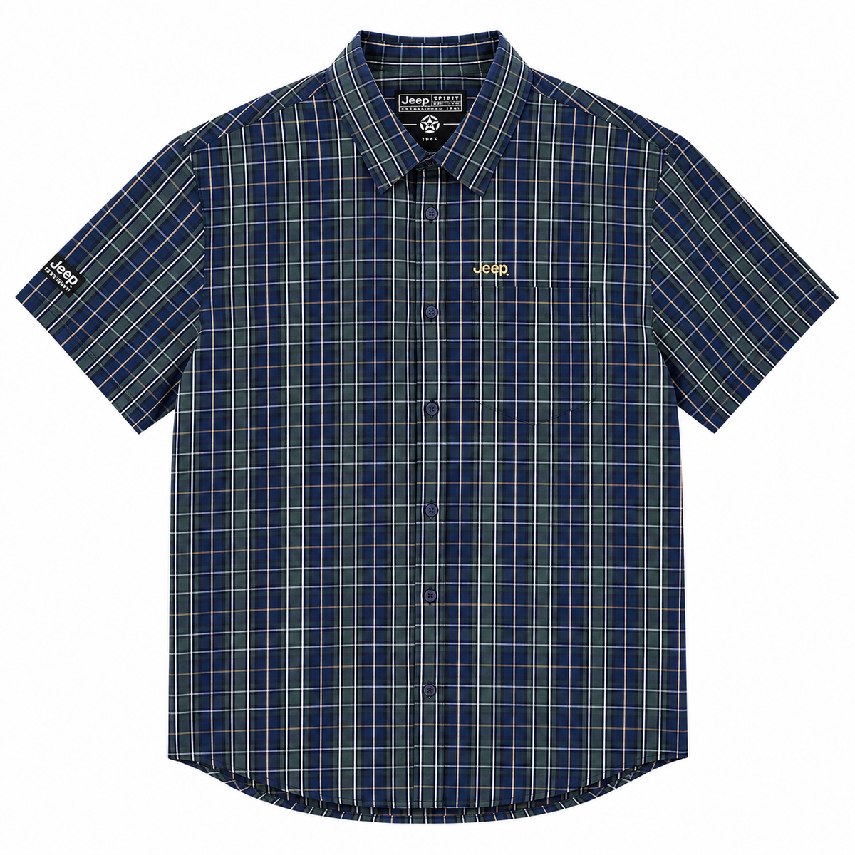 Jeep Mens M Check Shirt In Navy & Blue