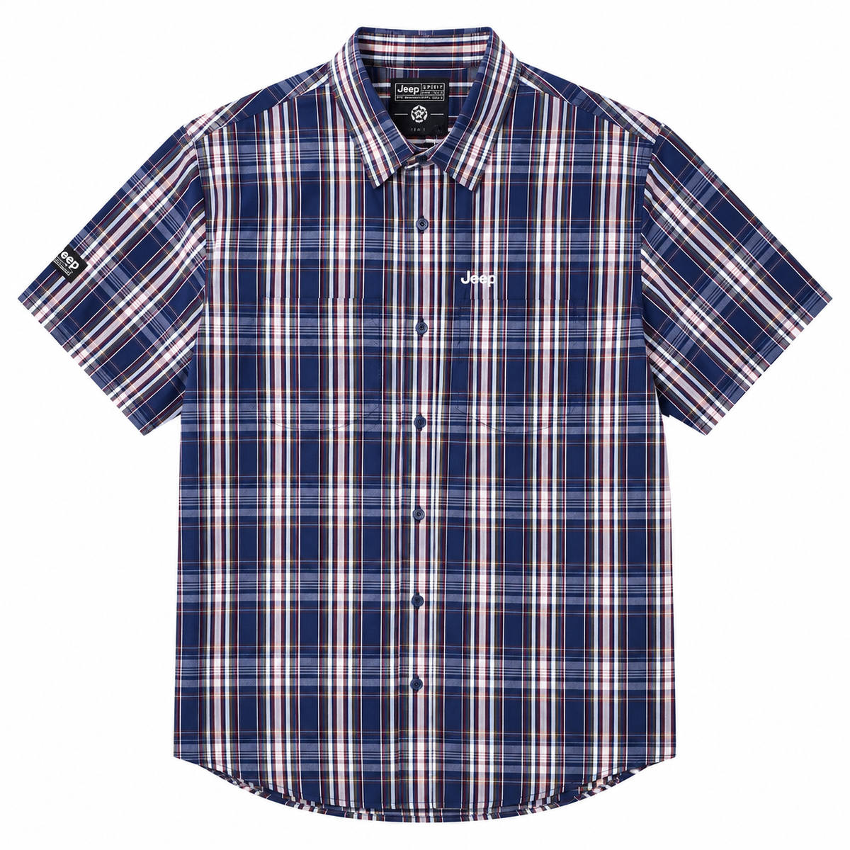 Jeep Mens M Check Shirt In Navy & White