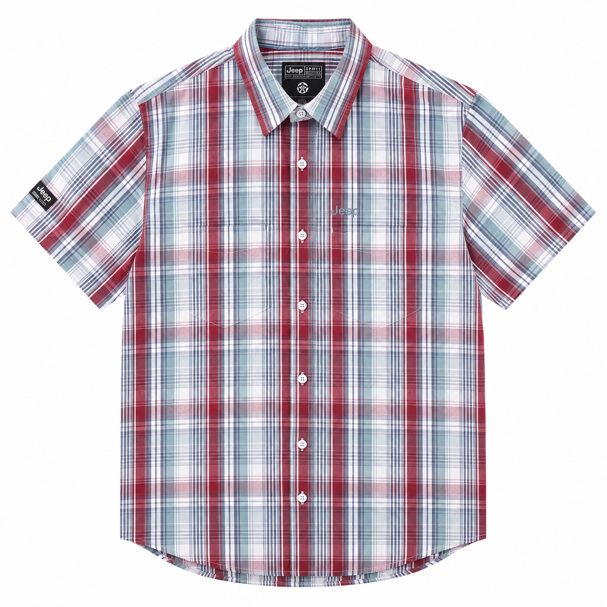 Jeep Mens M Check Shirt In Red Multi