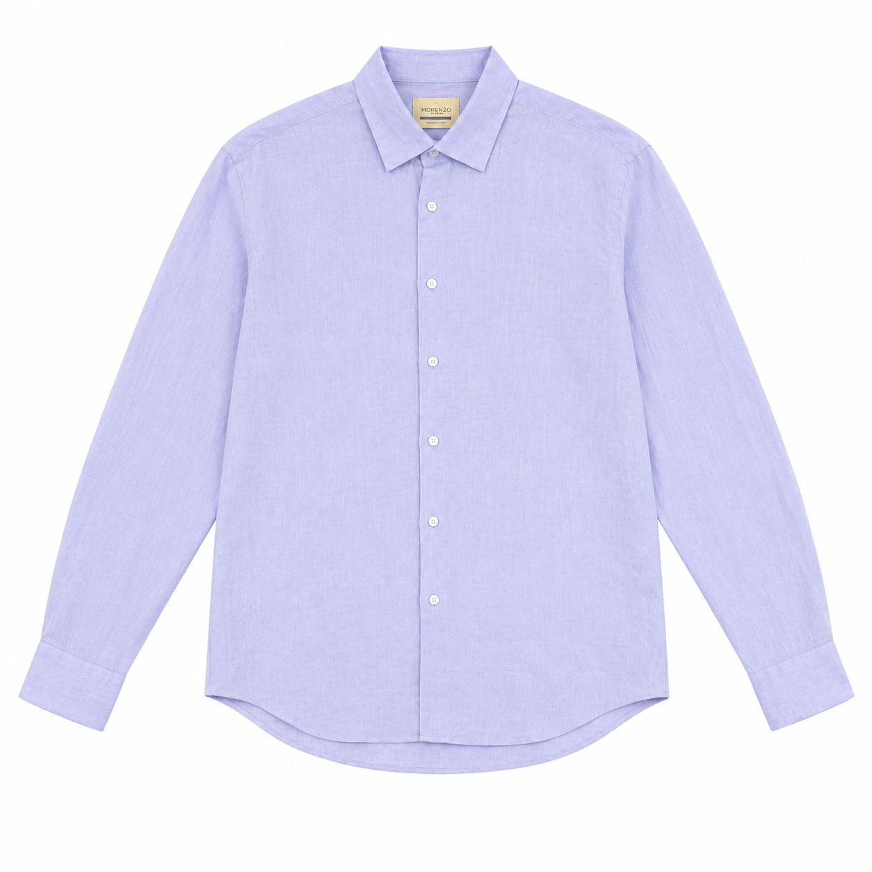 Morenzo Mens Long Sleeve Linen Shirt In Blue