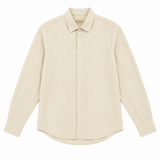 Morenzo Mens Long Sleeve Linen Shirt In Stone