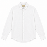 Morenzo Mens Long Sleeve Linen Shirt In White