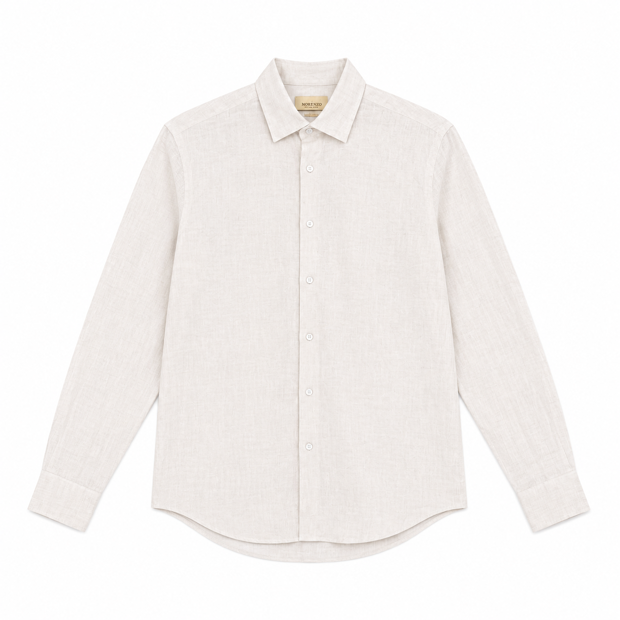 Morenzo Mens Long Sleeve Linen Shirt In Beige