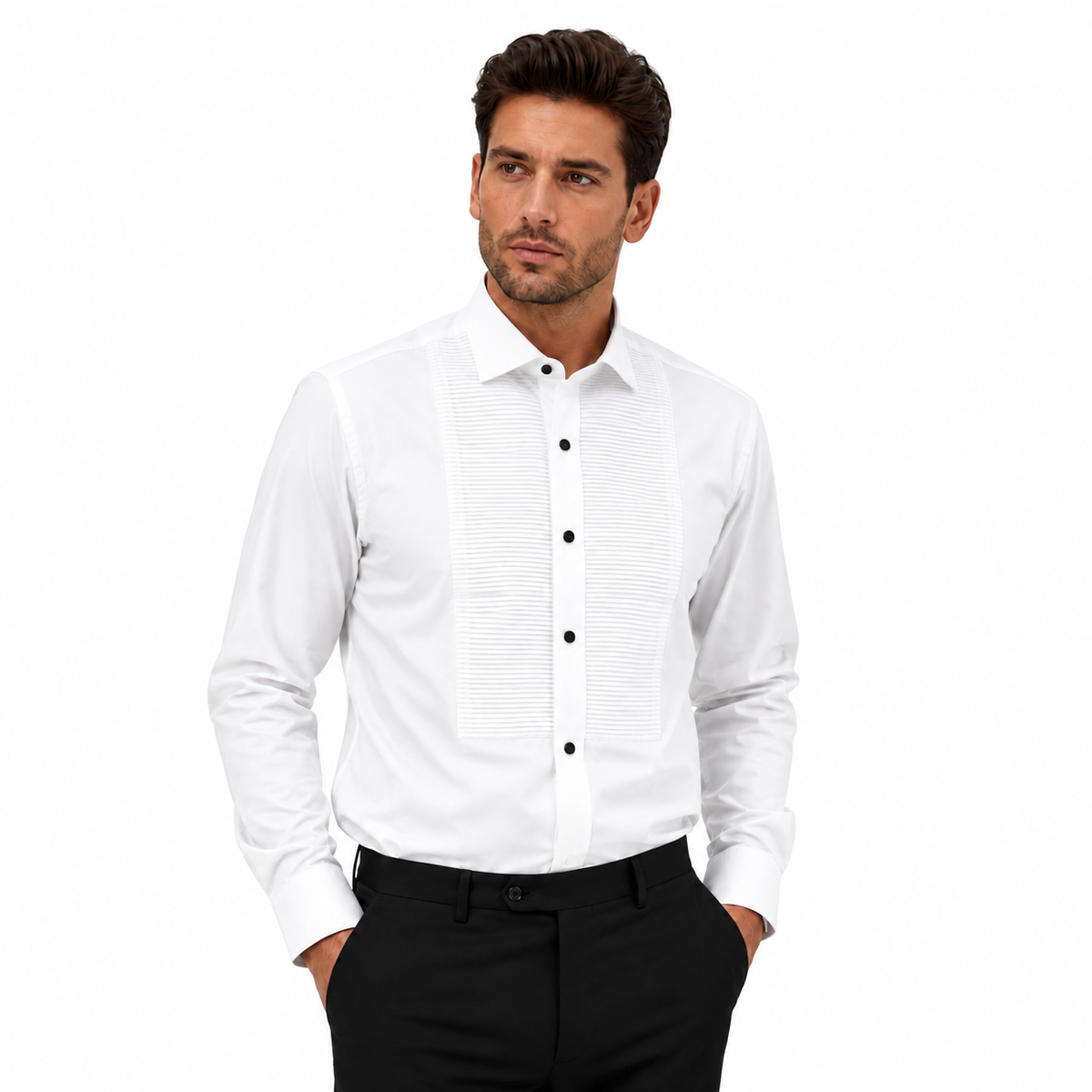 Morenzo Mens Tux Shirt In White