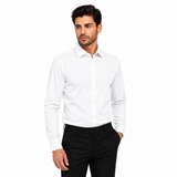 Morenzo Mens Lycra Sateen Long Sleeve Shirt In White