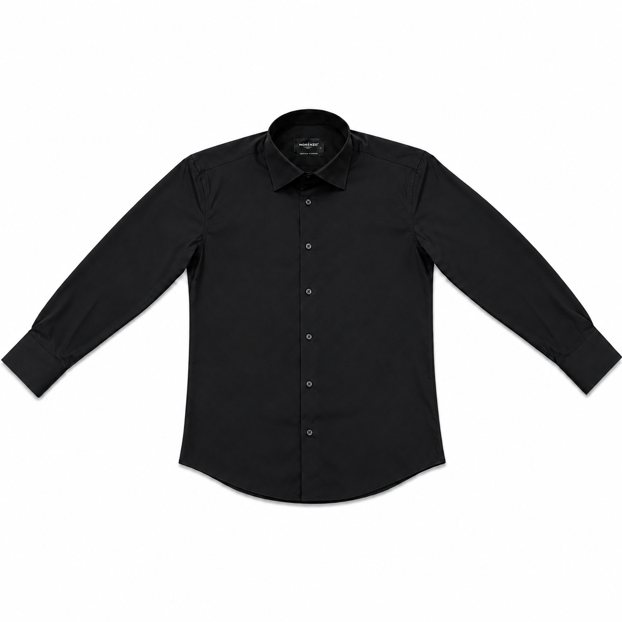 Morenzo Mens Lycra Sateen Long Sleeve Shirt In Black