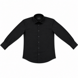 Morenzo Mens Lycra Sateen Long Sleeve Shirt In Black