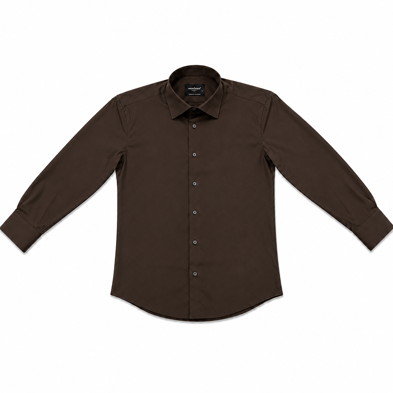 Morenzo Mens Lycra Sateen Long Sleeve Shirt In Chocolate