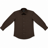 Morenzo Mens Lycra Sateen Long Sleeve Shirt In Chocolate