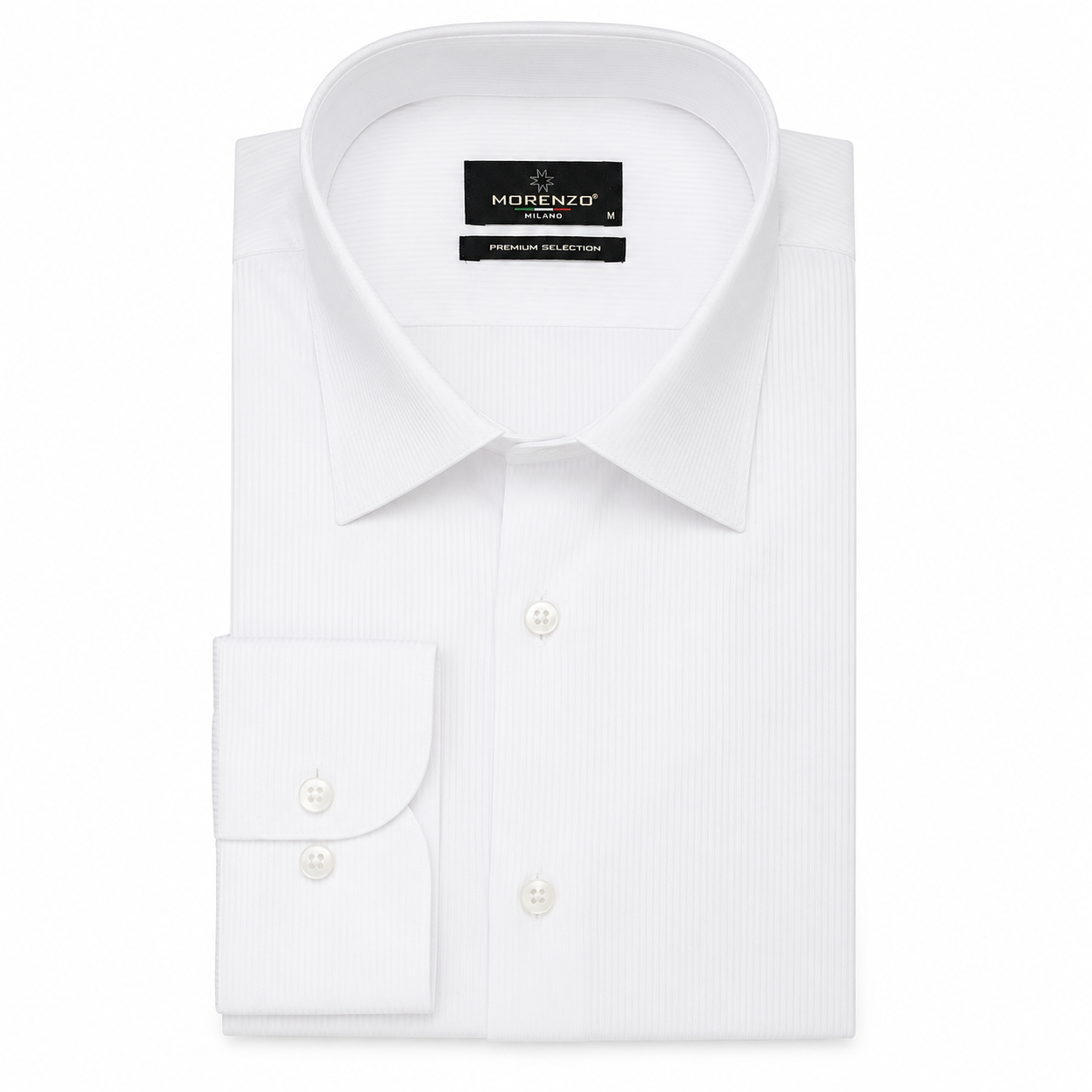 Morenzo Mens Lycra Sateen Stripe Shirt In White