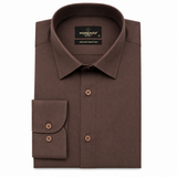 Morenzo Mens Lycra Sateen Stripe Shirt In Chocolate