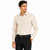 Morenzo Mens Lycra Sateen Stripe Shirt In Beige