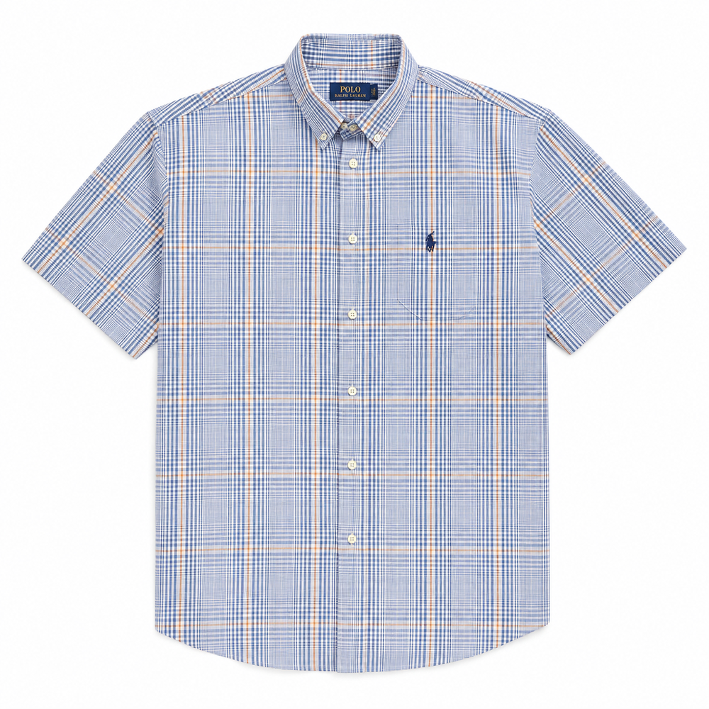 Polo Mens Small Check Shirt In Blue