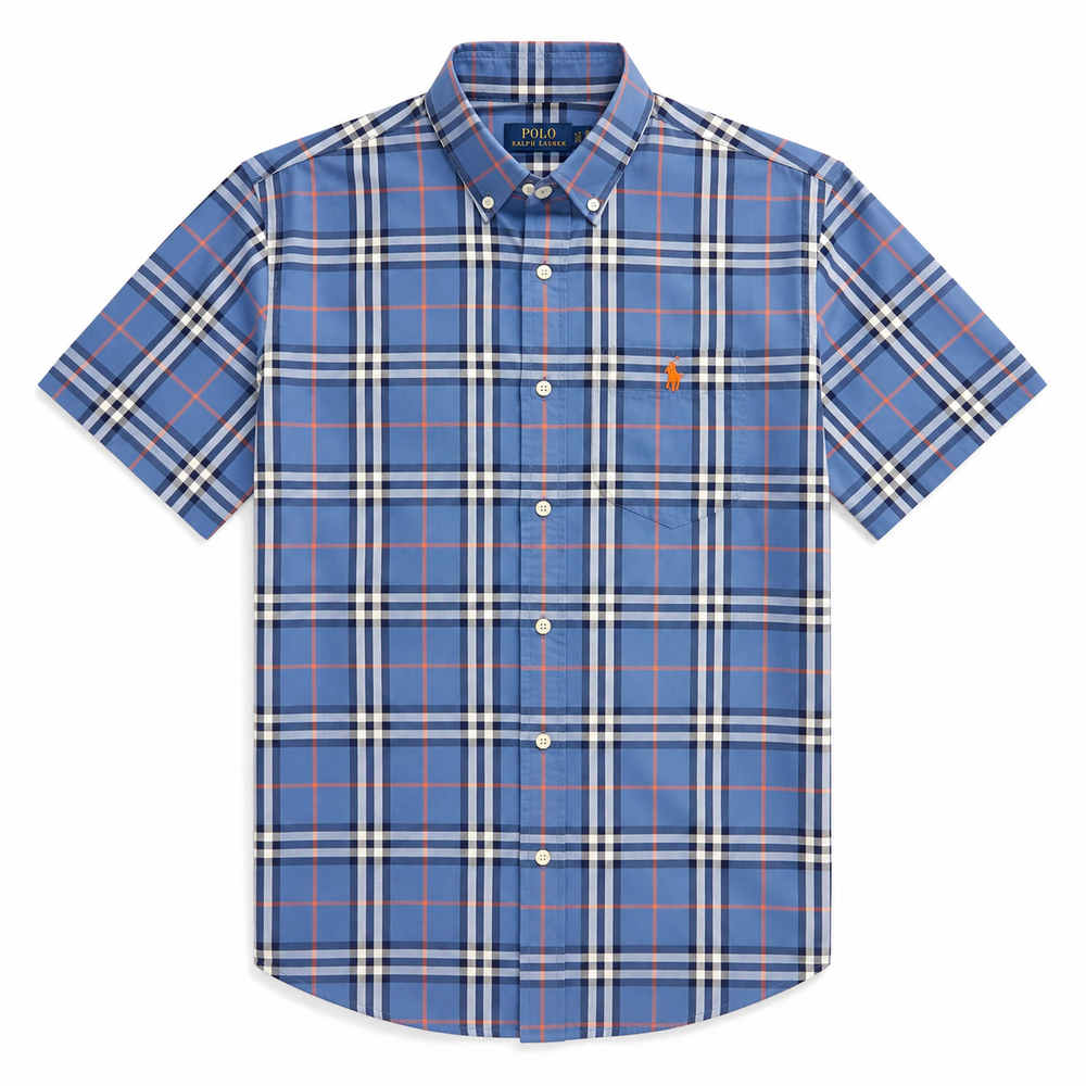 Polo Mens Bold Check Shirt In Blue