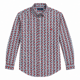 Polo Mens Geometric Printed Shirt In Navy & Red