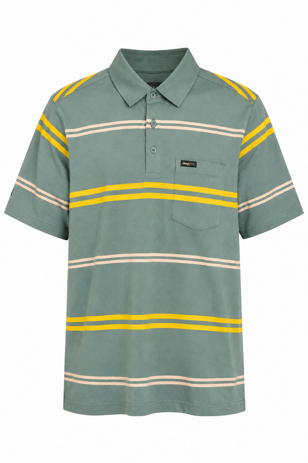 Jeep Mens Yarndye Stripe Golfer In Sage Multi