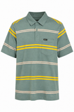Jeep Mens Yarndye Stripe Golfer In Sage Multi