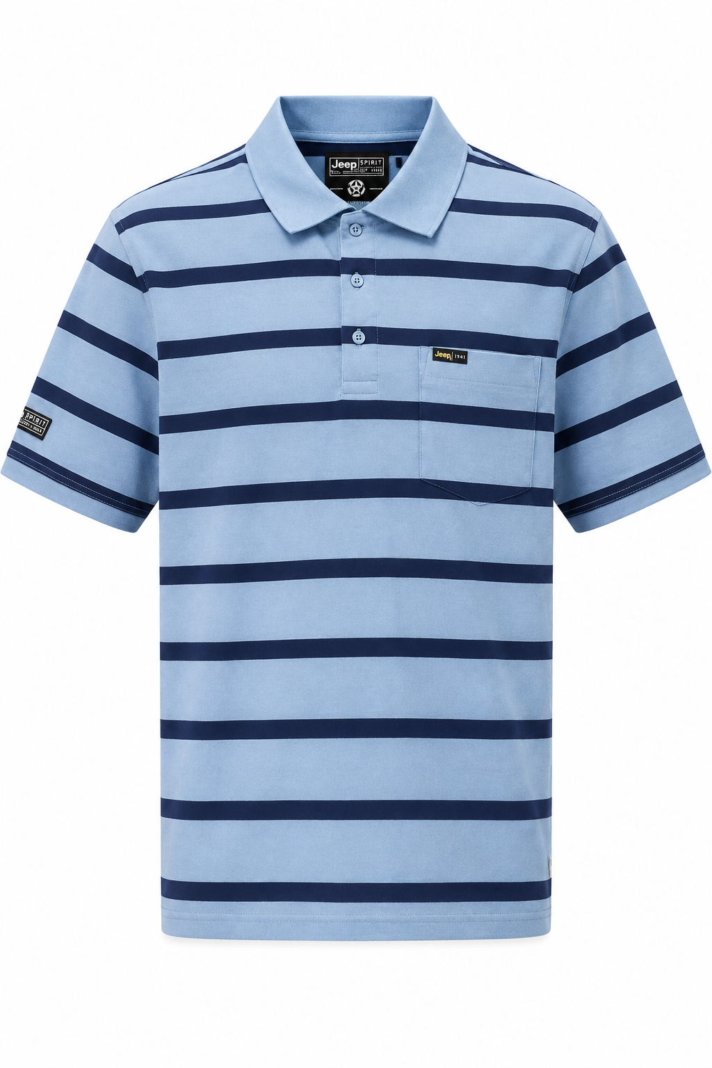 Jeep Mens Yarndye Stripe Golfer In Blue Multi