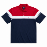 Polo Mens Chest Stripe Golfer In Navy & Red
