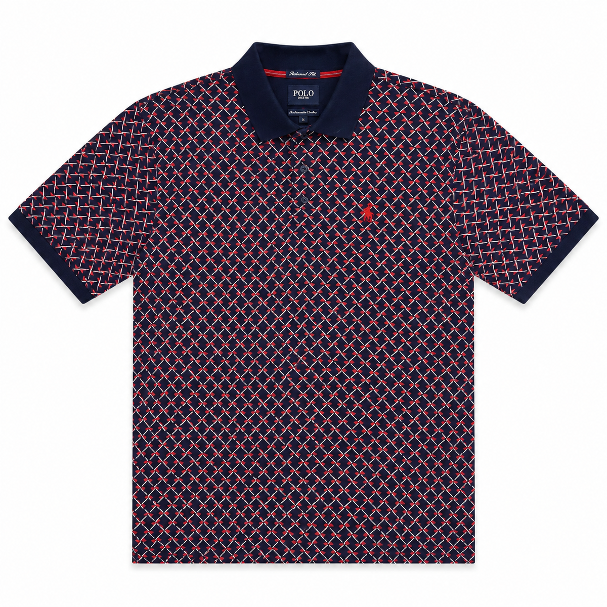 Polo Mens Geo Printed Golfer In Red & Blue