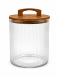 Aqua Canister Glass Flute 6 Line acalid Canister