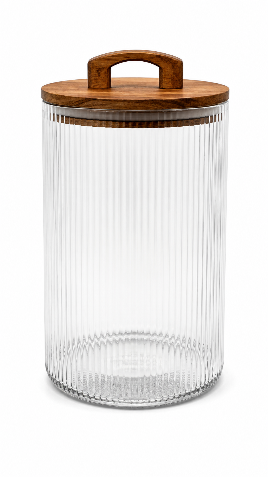 Aqua Glass Fluted Line Canister