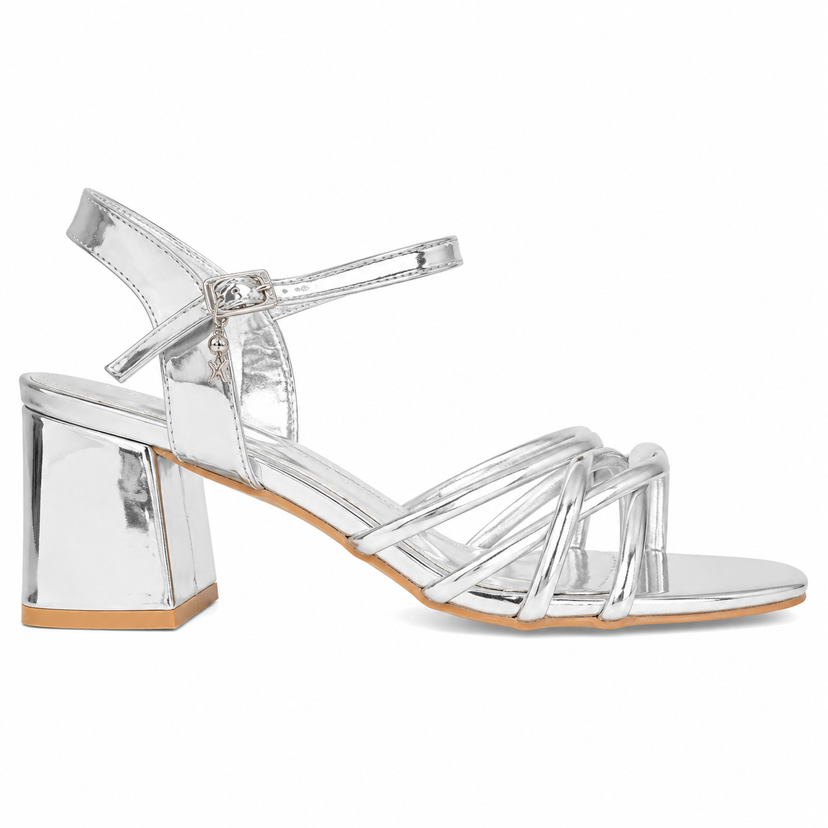 Miss Black Ladies Bardot 7 Heels In Silver