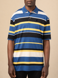 Polo Mens Stripe Golfer In Navy & Yellow