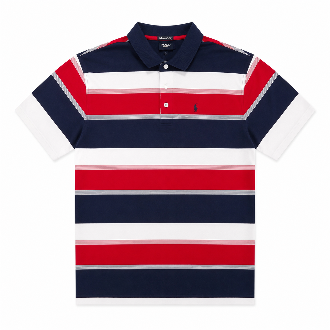 Polo Mens Bold Stripe Golfer in Burgandy