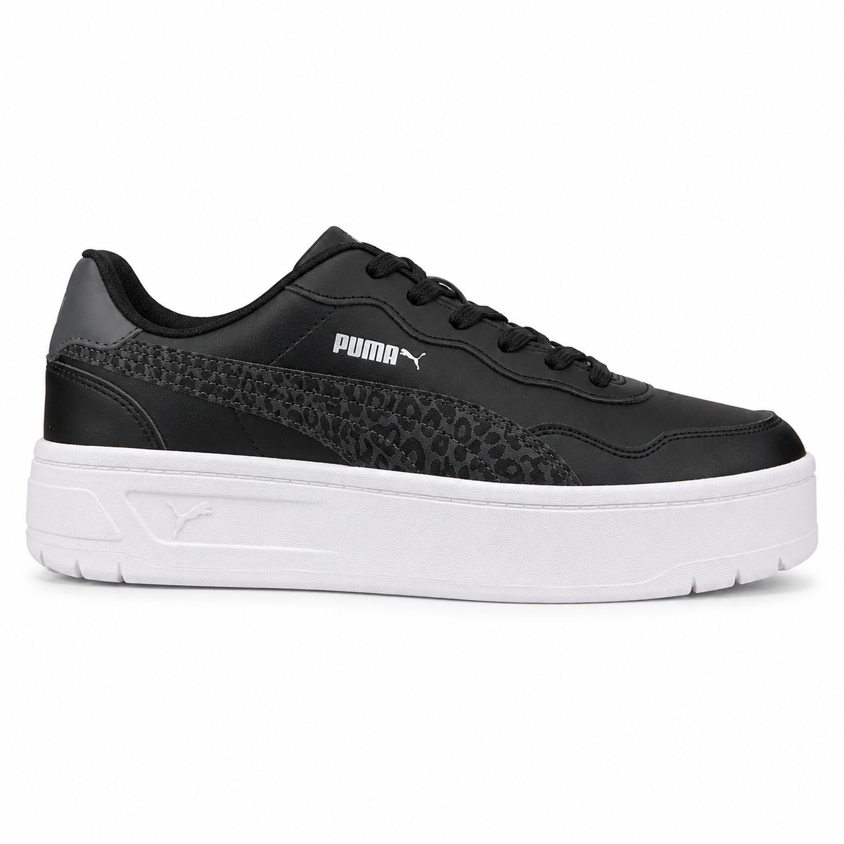 Puma Ladies Court Lally Skye Feline Shoes In Black & White