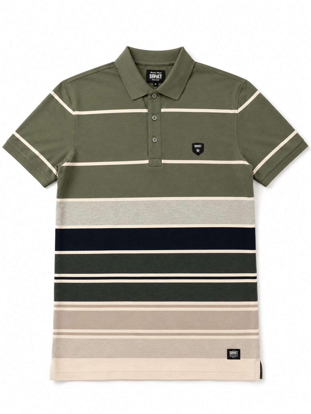 Soviet Mens Pioneer Mens Yarn Dye Stripe Golfer In Olive