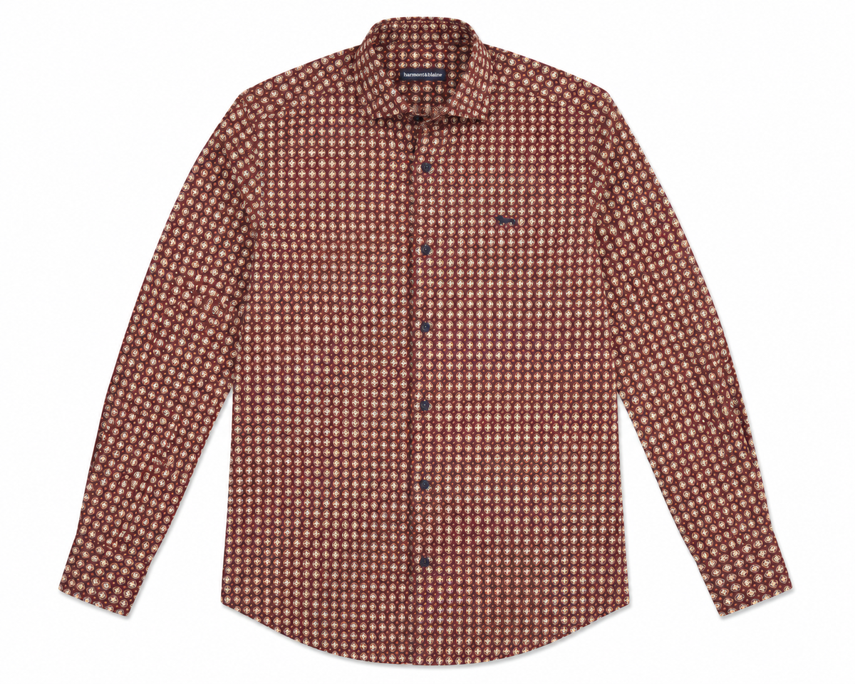 Harmont & Blaine Mens Basic Shirt In Burgundy