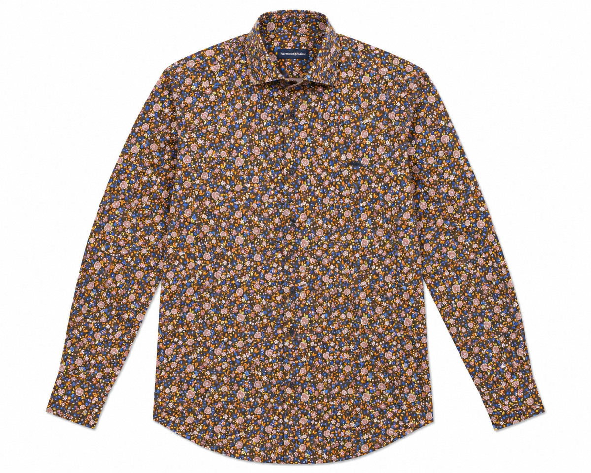 Harmont & Blaine Mens Printed Shirt In Chocolate