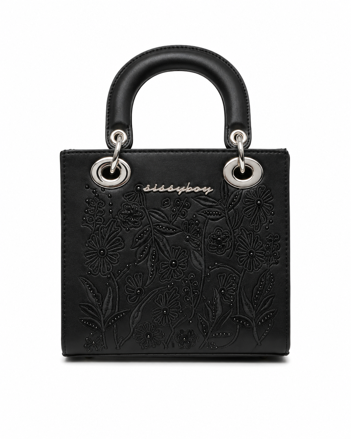 Sissyboy Emama Embroidered Mini Tote Bag In Black