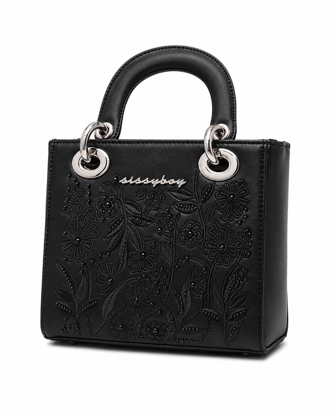 Sissyboy Emama Embroidered Mini Tote Bag In Black