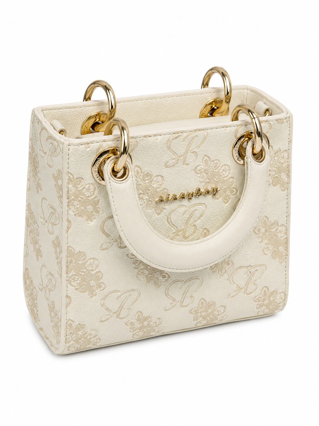 Sissy Boy Maise Debosed Tote Bag In Cream