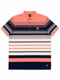 Soviet Mens Aspra Yarn Dyed Stripe Golfer In Salmon