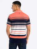 Soviet Mens Aspra Yarn Dyed Stripe Golfer In Salmon