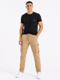 Soviet Mens Eryk Slim Leg Cargo Pants In Taupe