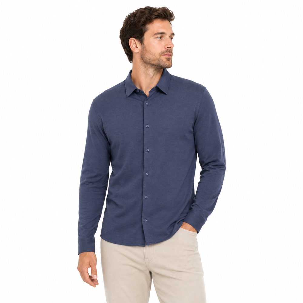 Bugatti Mens Casual Long Sleeve Golfer In Navy