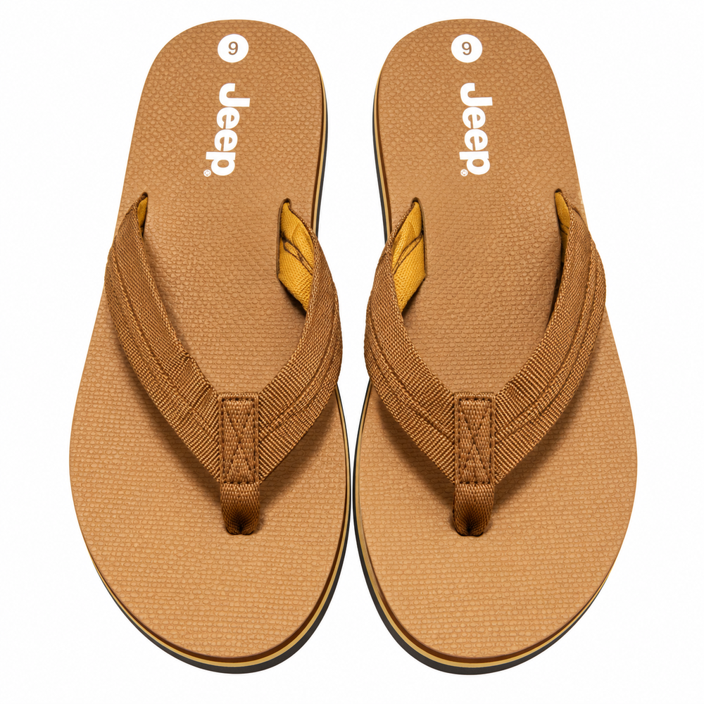 Jeep Mens Wrangler Thong Slides In Brown