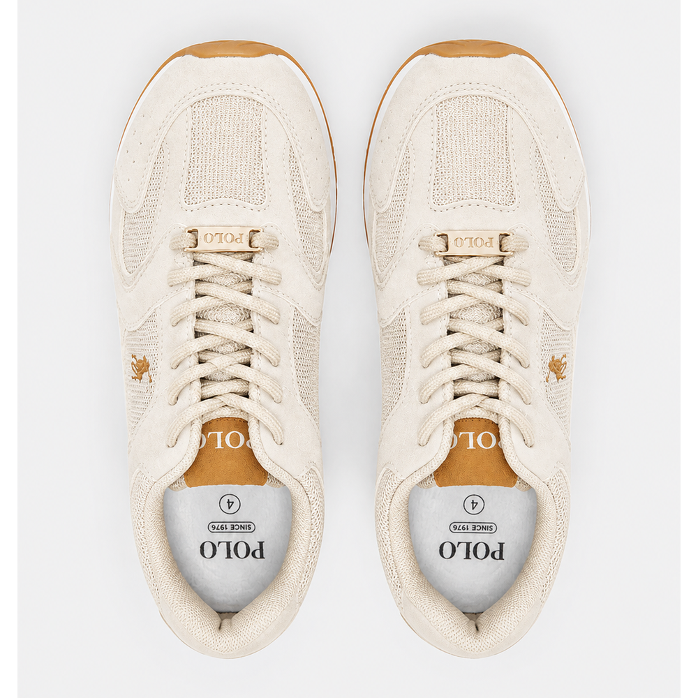 Polo Womens Mixed Panelled Runner Shoes In Off White